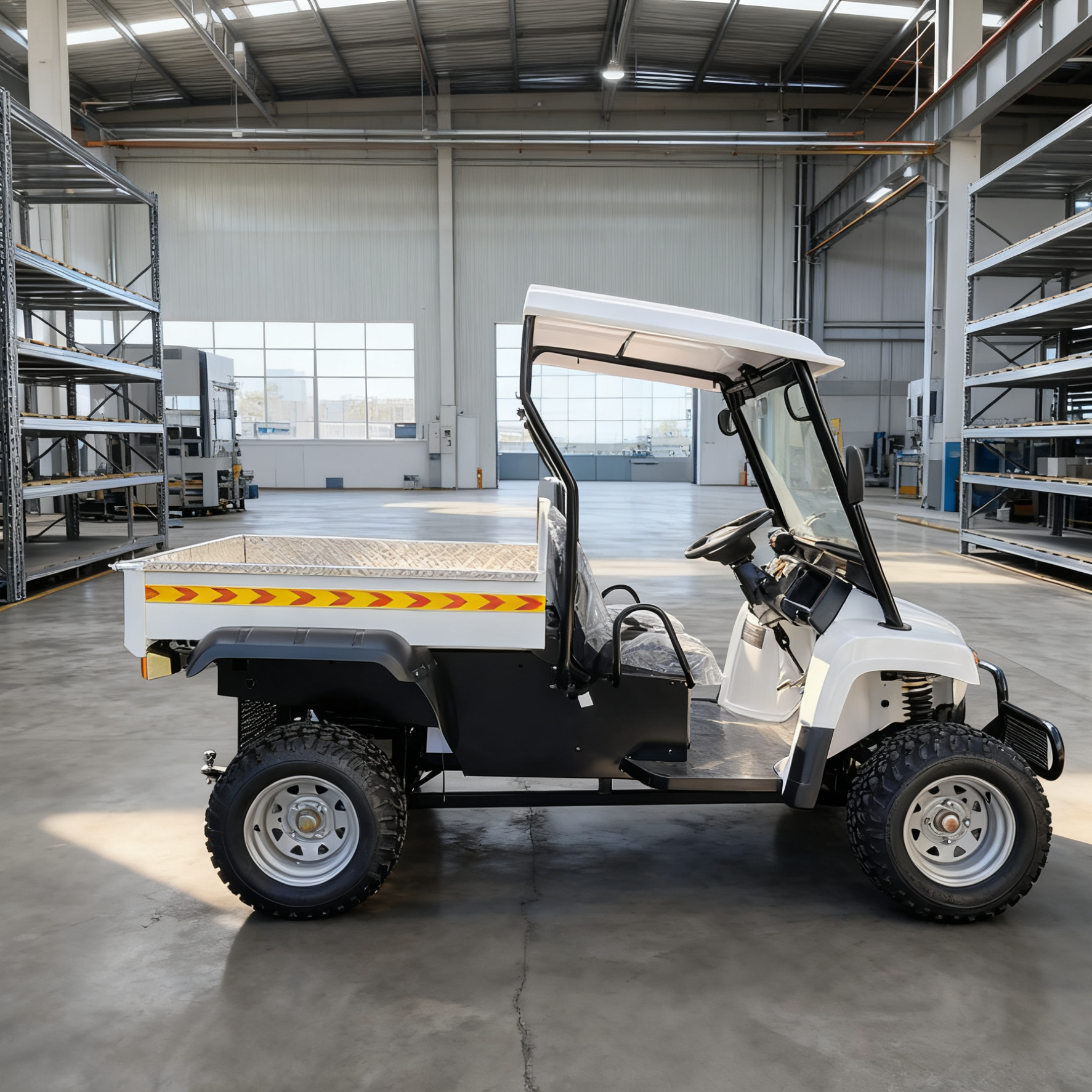 zero-emission electric forest transportation truck with rugged industrial chassis