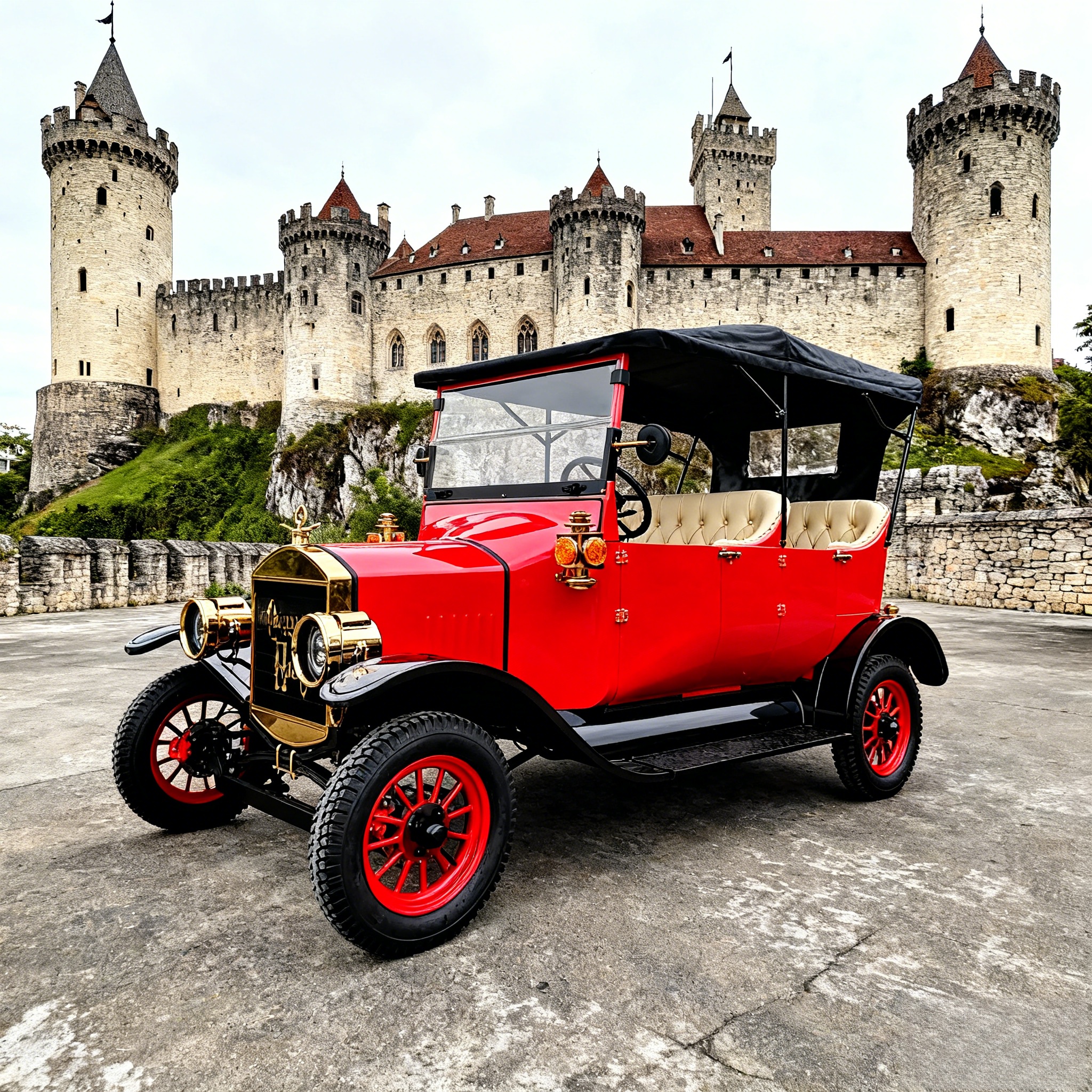 Yatian Purple Retro Electric Car – Tourist Photo Hotspot by Bustling Market.