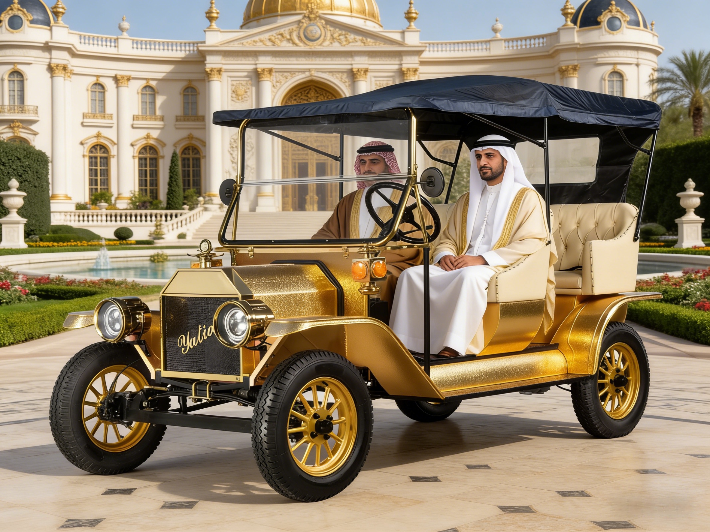 YATIAN Gold Vintage Electric Sightseeing Car for Middle East Market