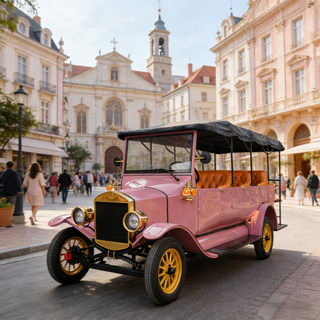 YATIAN LY11N 11-Seat Custom Pink & Gold Vintage Electric Car – Multi-Scene Profitable Sightseeing Shuttle