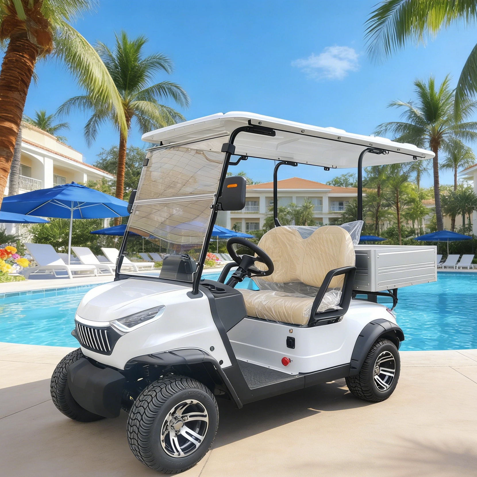 GQ02H Two-Seater Golf Cart — High-Performance Electric Cargo Vehicle for Efficient Course Operations