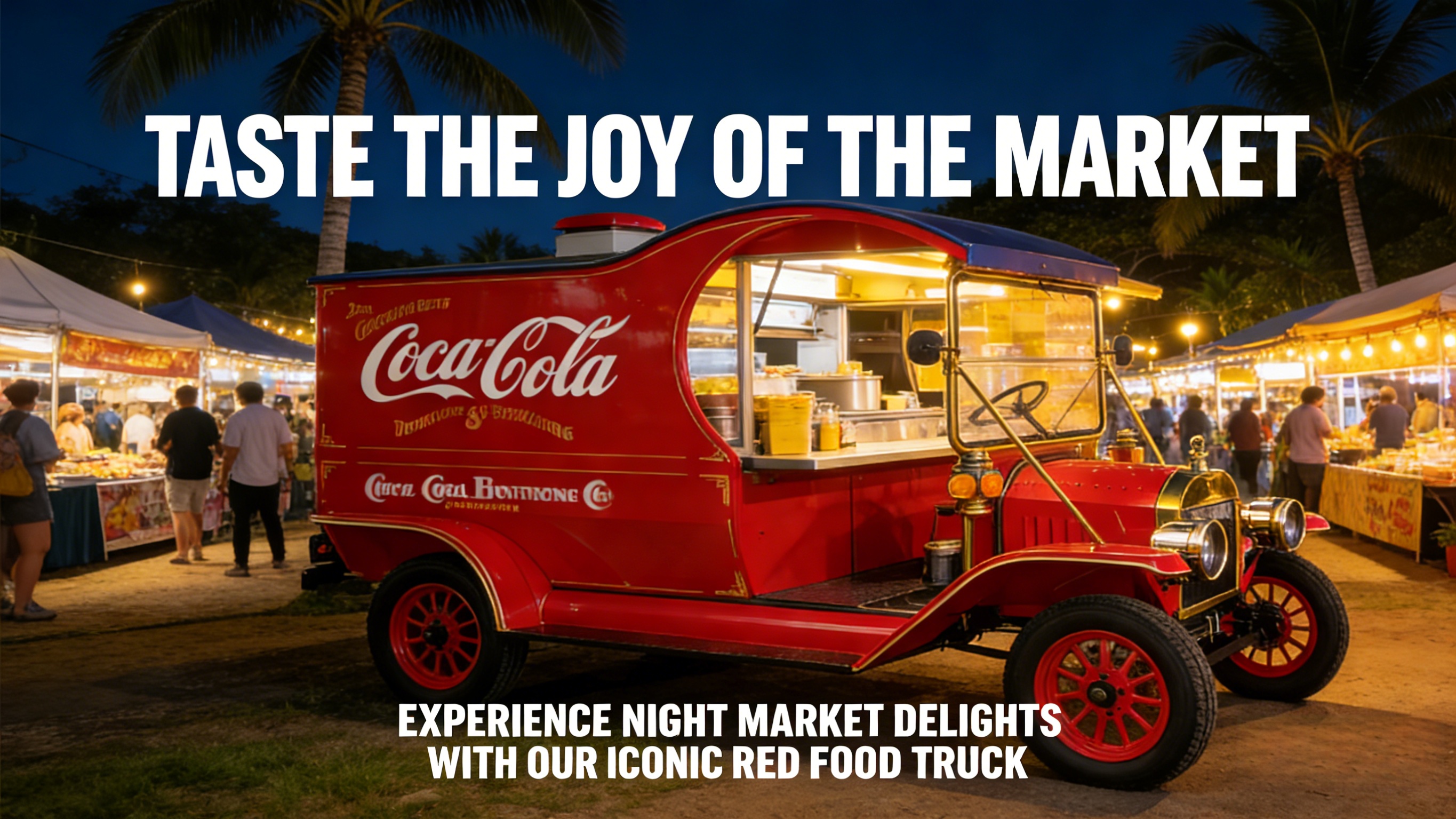 Coca-Cola Retro Mobile Food Truck LY05H in a Tropical Night Market Scene