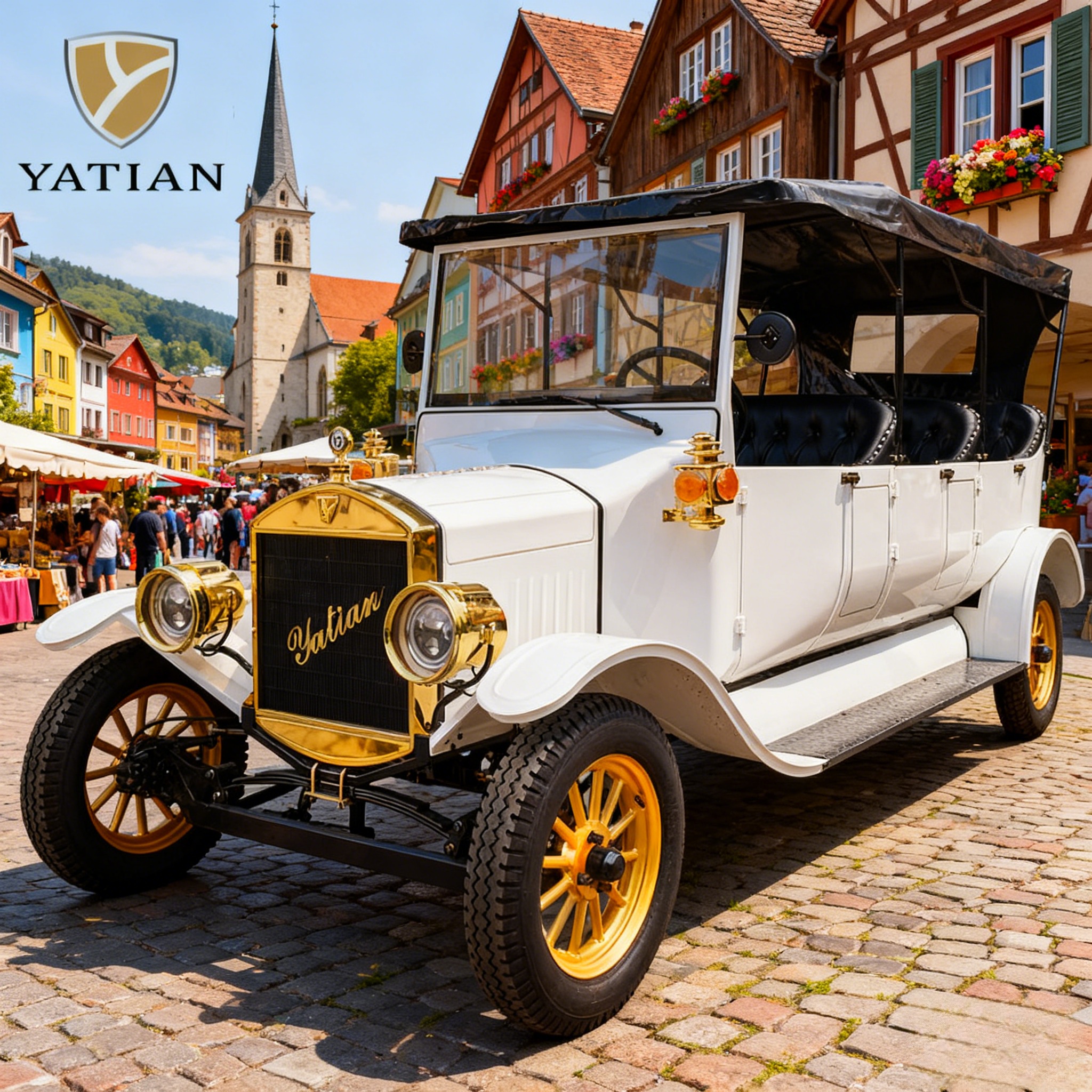 White Vintage Electric Wedding Car for Luxury Events