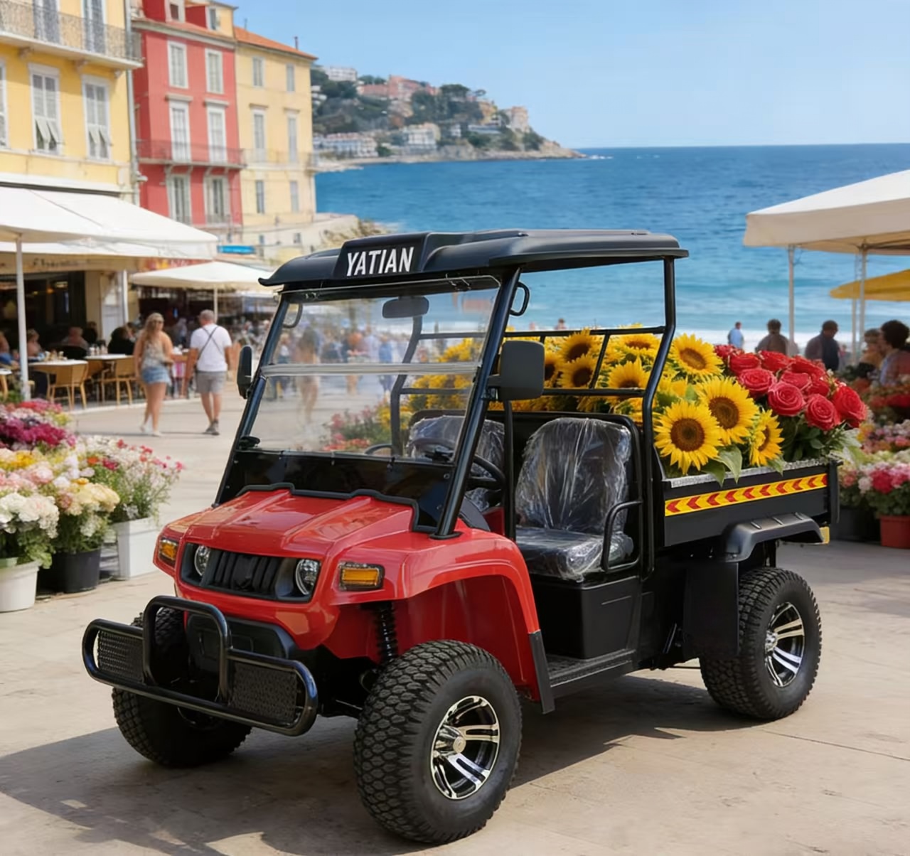 Red Electric Utility Vehicle