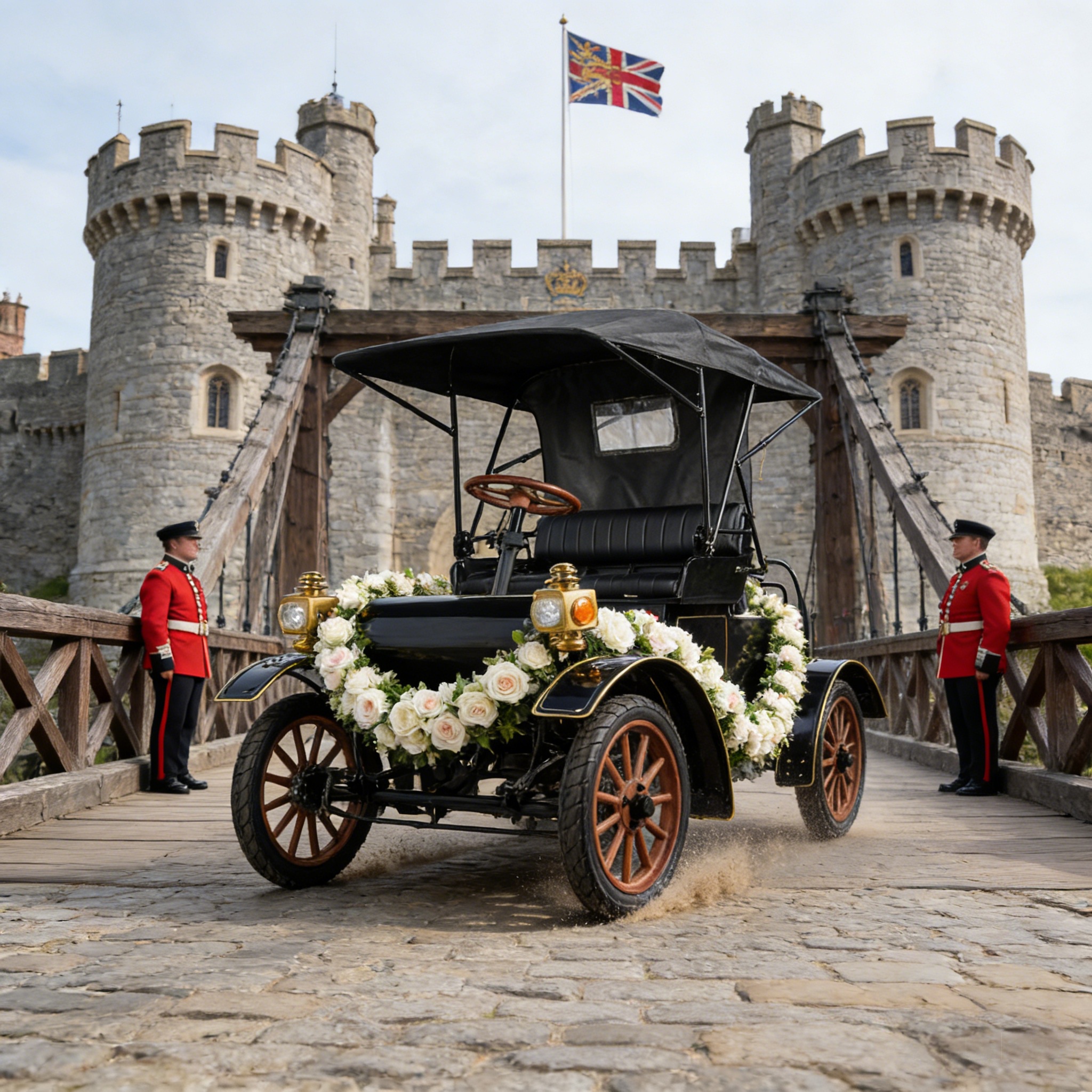 Black Royal Vintage Electric Car: Elegant transfer experience matching the artistic atmosphere of top cultural landmarks