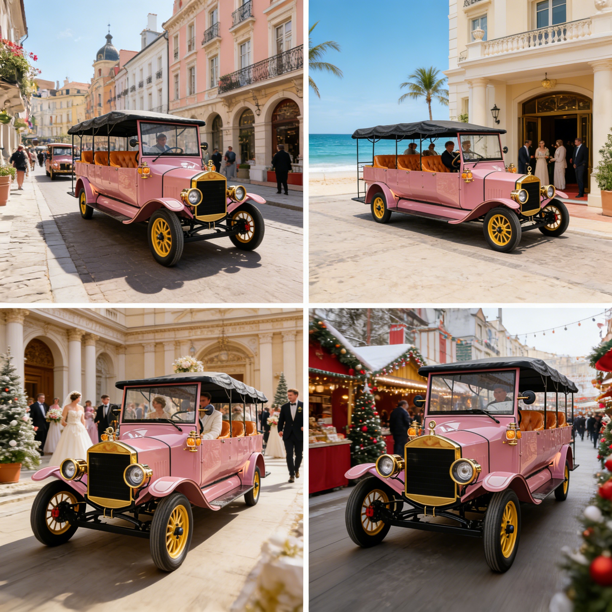 YATIAN LY11N 11-Seat Custom Pink & Gold Vintage Electric Car – Multi-Scene Profitable Sightseeing Shuttle