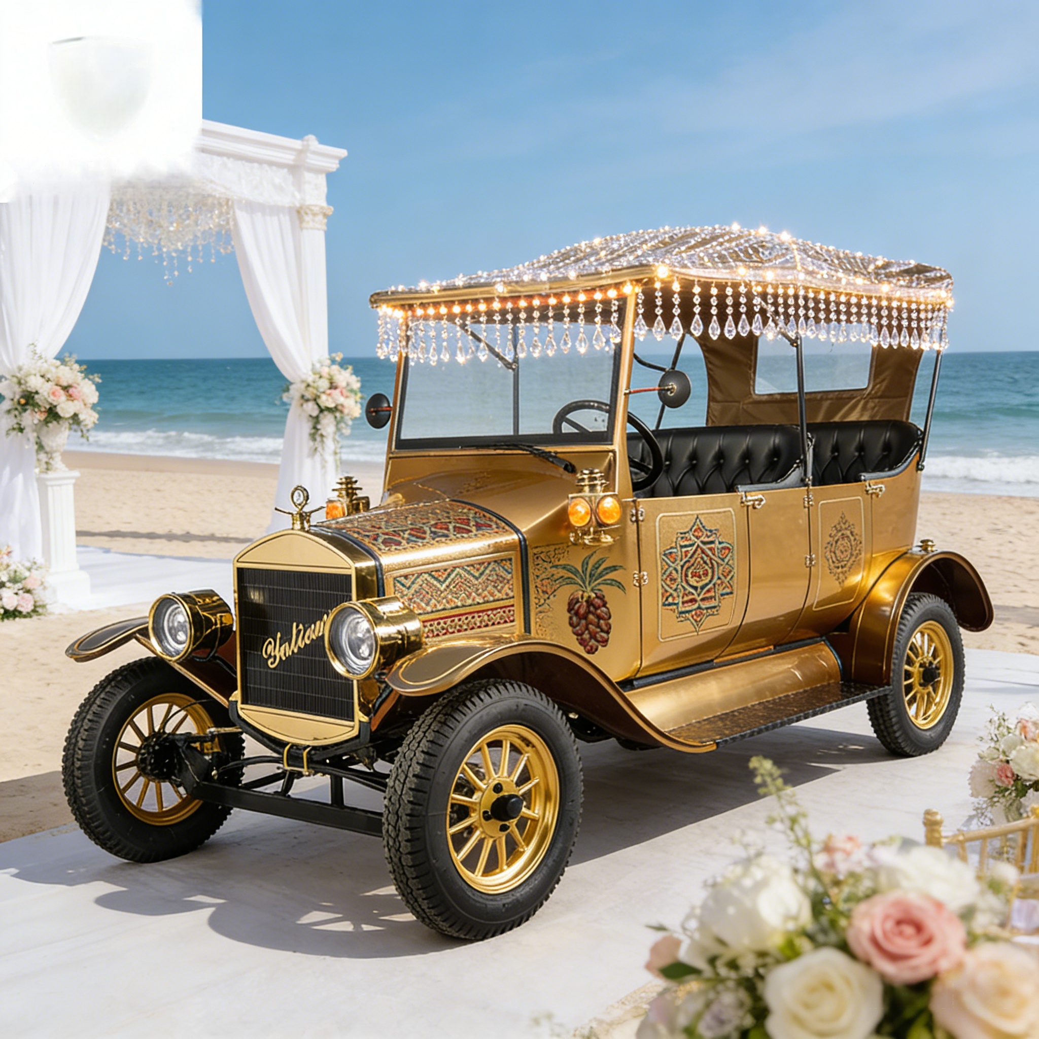 Vintage electric wedding sightseeing car for Middle East luxury ceremony