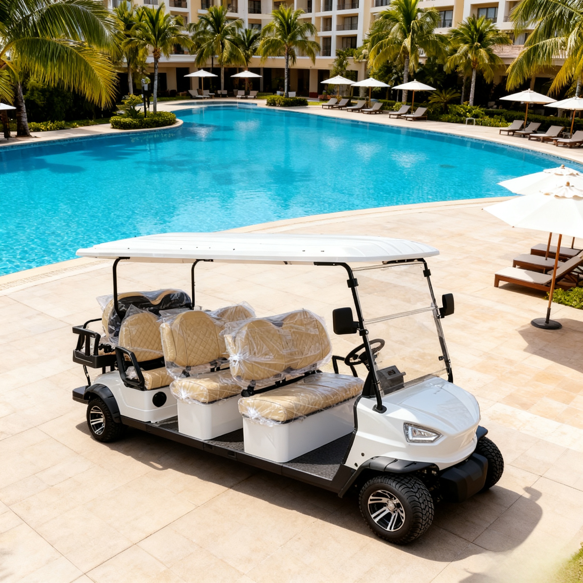8-Seater Electric Sightseeing Golf Cart Resort Shuttle Vehicle YATIAN China Manufacturer