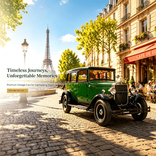 5-Seater Vintage Electric Classic Sightseeing Car Olive Green Retro Electric Shuttle With 72V Lithium Battery